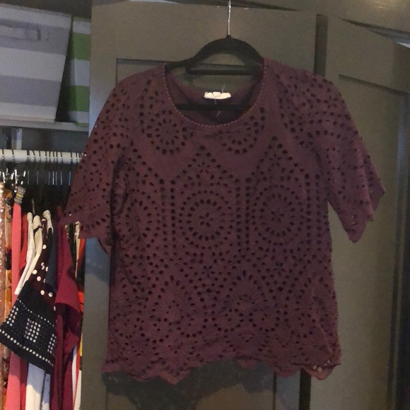 Anthropologie Tops - Porridge Eyelet Boat Neck Top